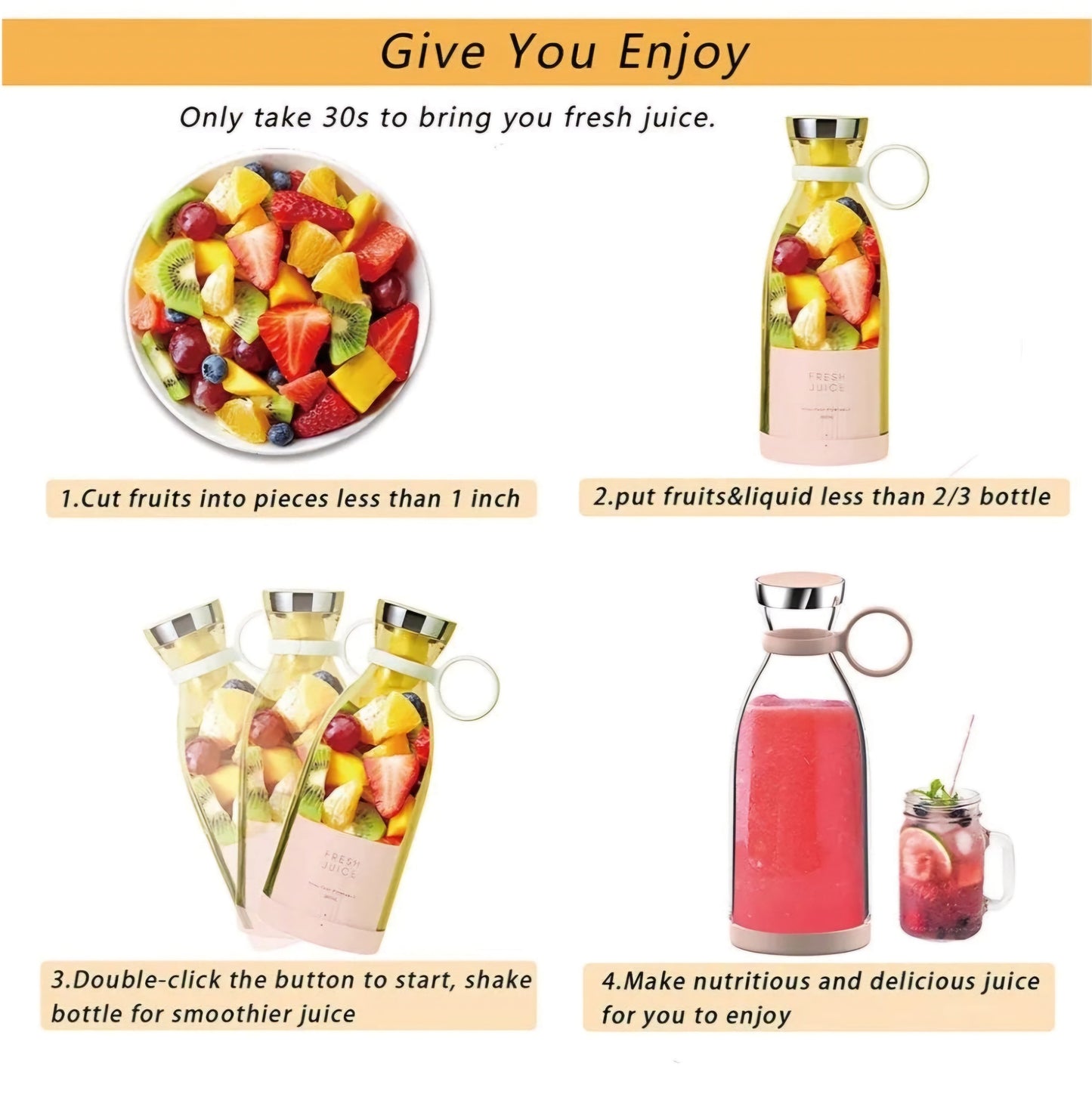 Portable Mini Rechargeable Juicer Blender